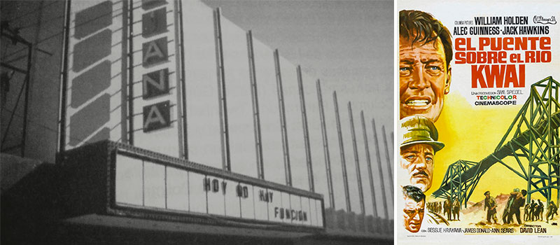 FOTO 1:
La apertura del Cine Diana, marcó un antes y un después en la historia del cine en Colima. Se ubicó en el centro de la capital, entre las calles 5 de Mayo y Nigromante. 

FOTO 2:
El puente sobre el río Kwai, de coproducción británica-estadounidense, del género de aventuras, fue la primera película que se proyectó en el Cine Diana. 